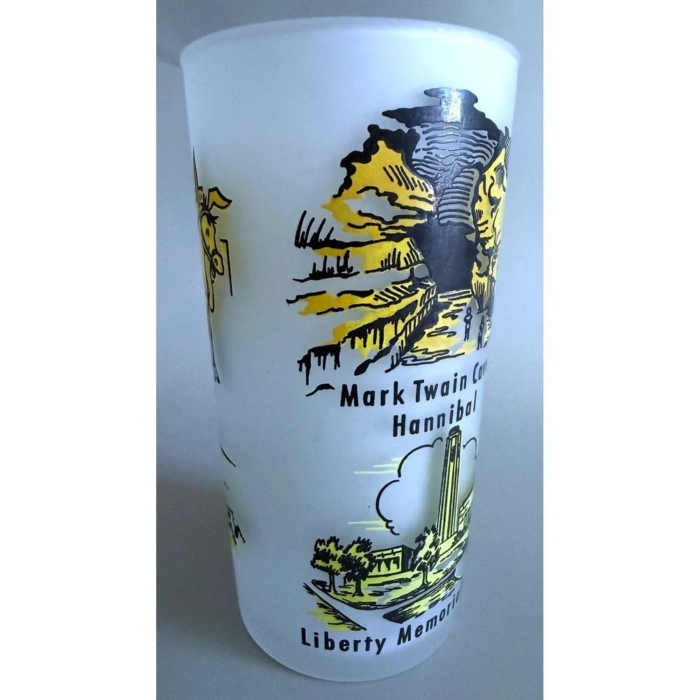 Missouri Vintage 1960s State Landmarks Frosted Glass Tumbler Enamel Paint 5